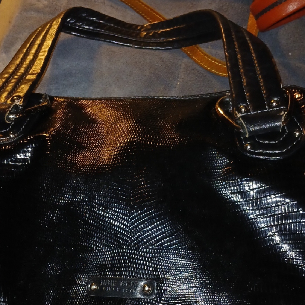 Nine West Black Textured Shoulder Bag